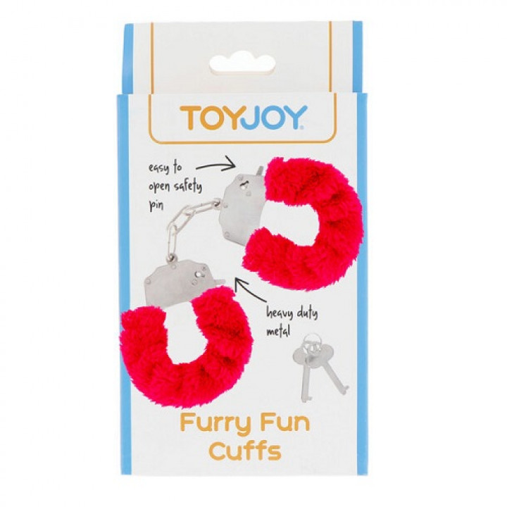 Algemas Com Peluche Toyjoy Furry Fun Cuffs Vermelhas
