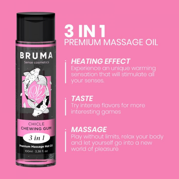 Óleo de Massagem -  Bruma 3 in 1 Premium Massage Hot Oil - Chewing Gum 100 ml