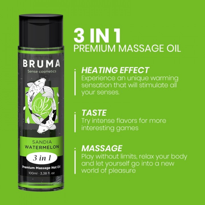 Óleo de Massagem -  Bruma 3 in 1 Premium Massage Hot Oil - Melancia 100 ml