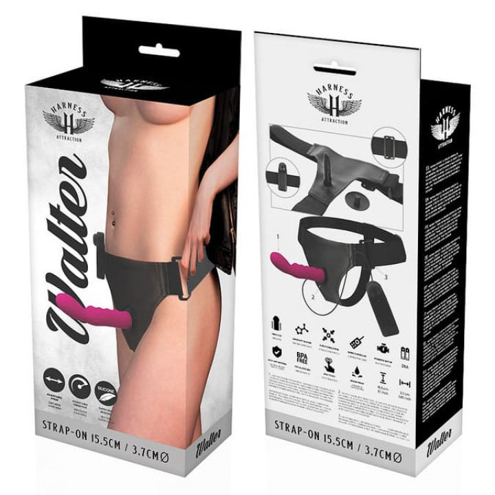 Strap On Com Vibração Harness Attraction Walter 15.5 cm