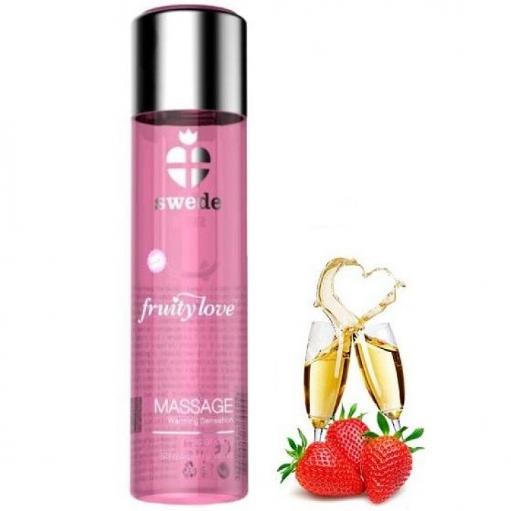 Óleo de Massagem Efeito Quente Swede Fruity Love - Morango e Champanhe 60 ml