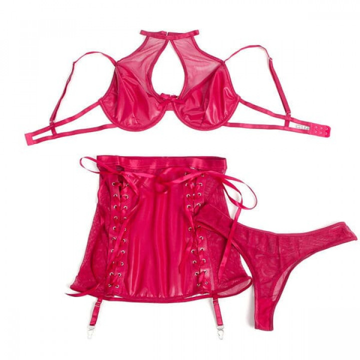 Conjunto Subblime Couro Pu Vermelho - S/M