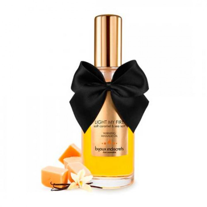 Óleo de Massagem Com Efeito Calor Light My Fire Bijoux Indiscrets Caramelo e Sal Marinho 100 ml