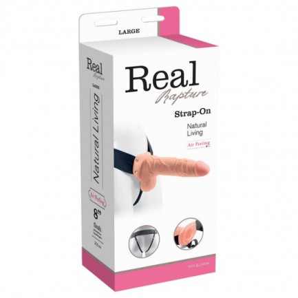 Strap-On Oco Com Testiculos Real Rapture Air Feeling 8' Branco