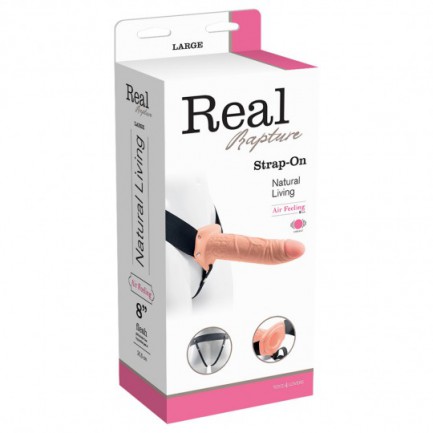 Strap-On Oco Com Vibração Real Rapture Air Feeling 8' Branco