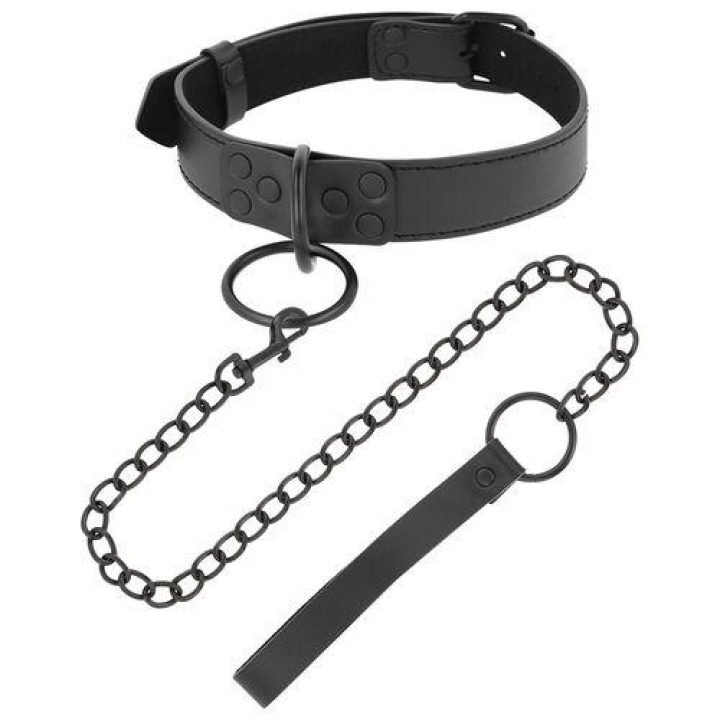 Colar com Trela Darkness Thin Full Black Collar