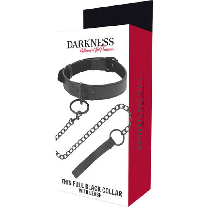 Colar com Trela Darkness Thin Full Black Collar