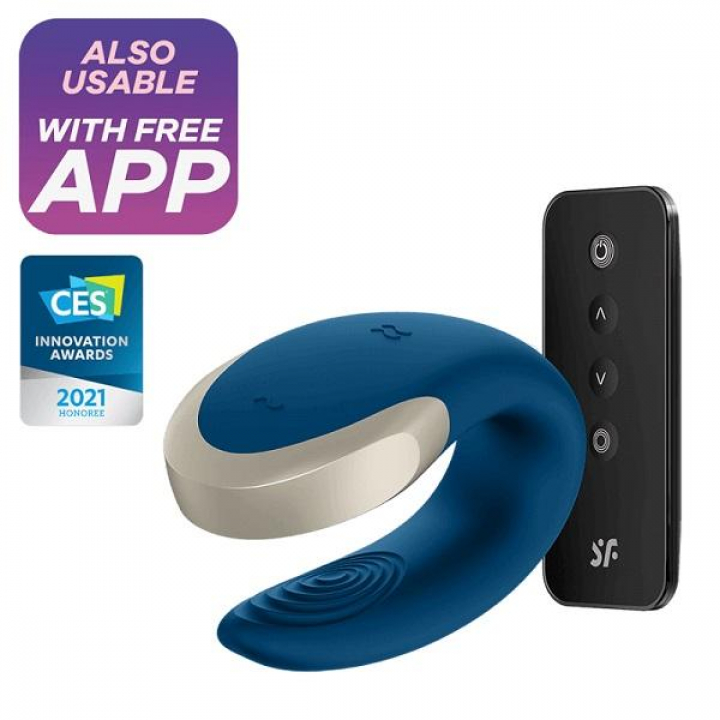 Satisfyer Luxury Double Love com App - Azul