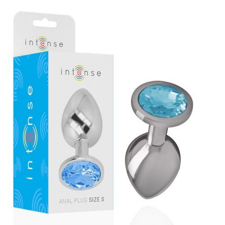 Intense - Plug Anal em Metal com Joia Azul - S