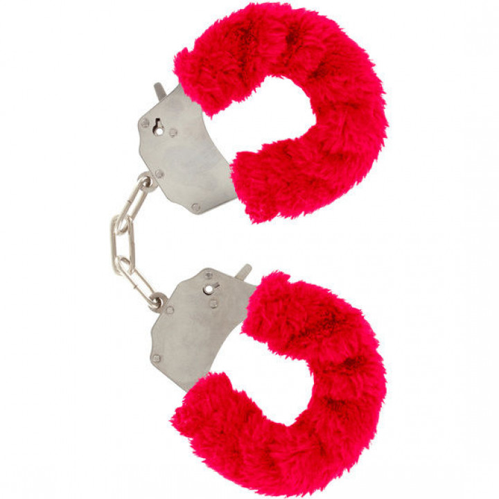 Algemas Com Peluche Toyjoy Furry Fun Cuffs Vermelhas