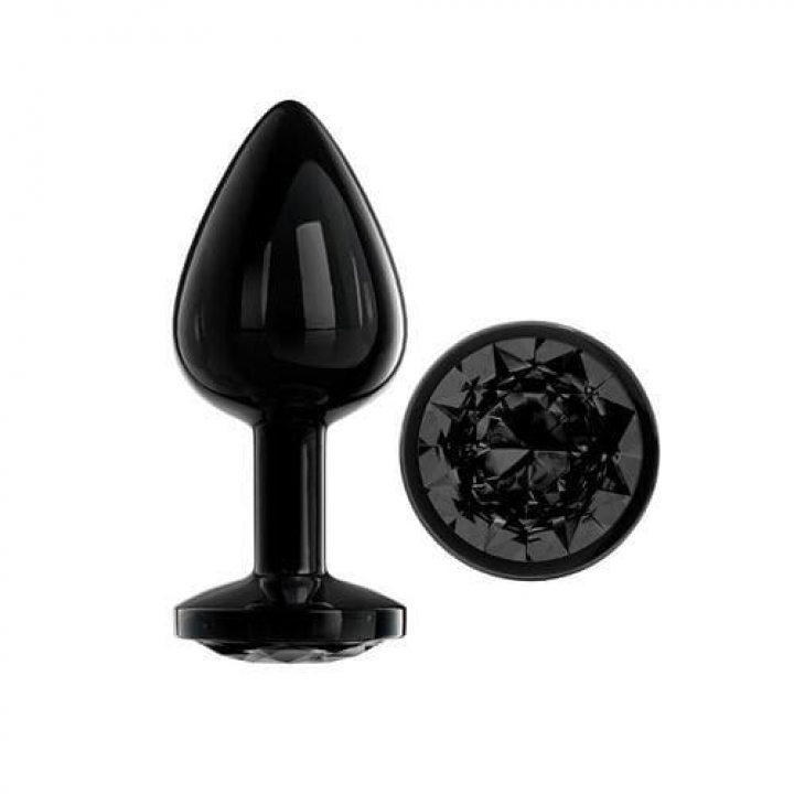 Plug Anal em Metal Afterdark com Joia Preta - M