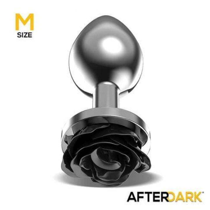 Plug Anal em Metal Afterdark com Rosa Preta - M