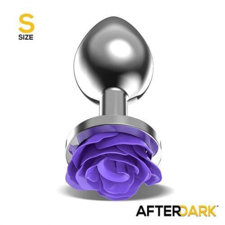 Plug Anal em Metal Afterdark com Rosa Roxa - S