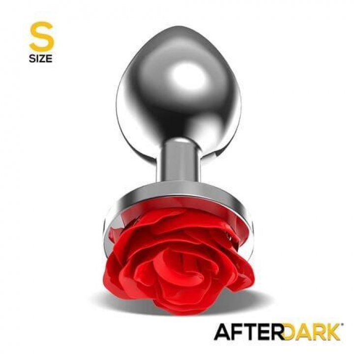 Plug Anal em Metal Afterdark com Rosa Vermelha - S