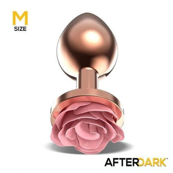 Plug Anal em Metal Rosa Dourado Afterdark com Rosa Rosa - M