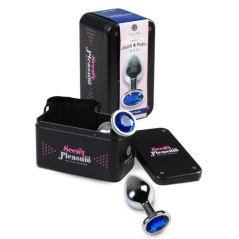 Plug Anal Metalico com Cristal Azul Secret Play - L