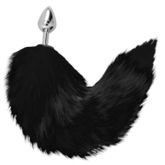 Plug Anal de Metal - Darkness Black Furry Tail Butt Plug