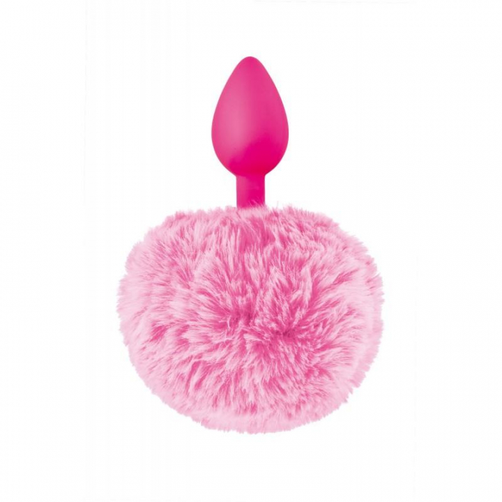 Plug Anal de Silicone Sweet Caress com Cauda de Coelhinho - Rosa