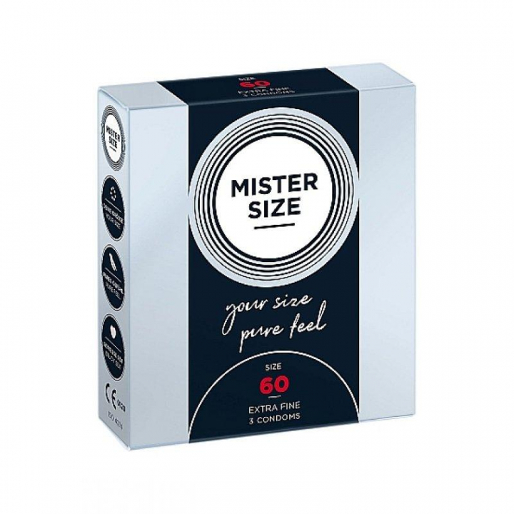 Preservativos Mister Size Pure Feel Extra Finos 60 MM - 3 uni