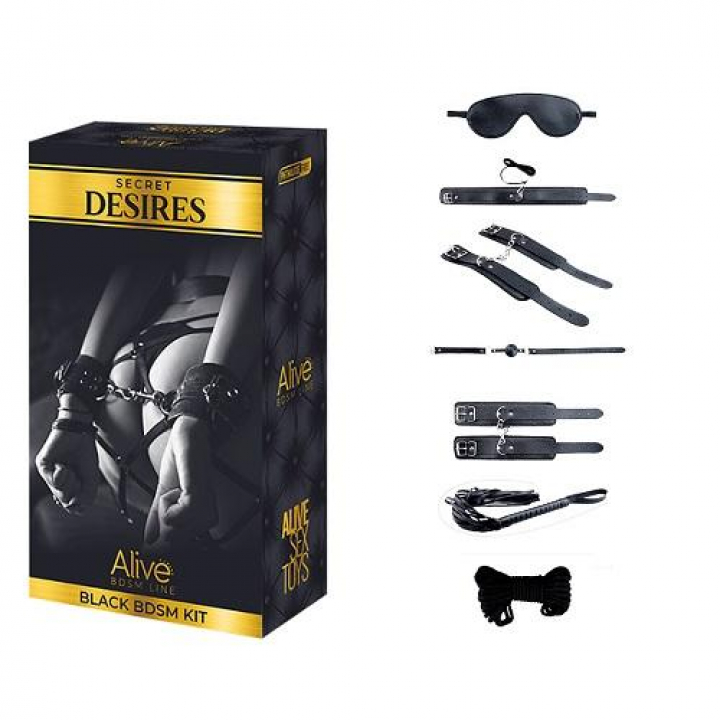 Alive Black BDSM Kit - Secret Desires 8 Peças